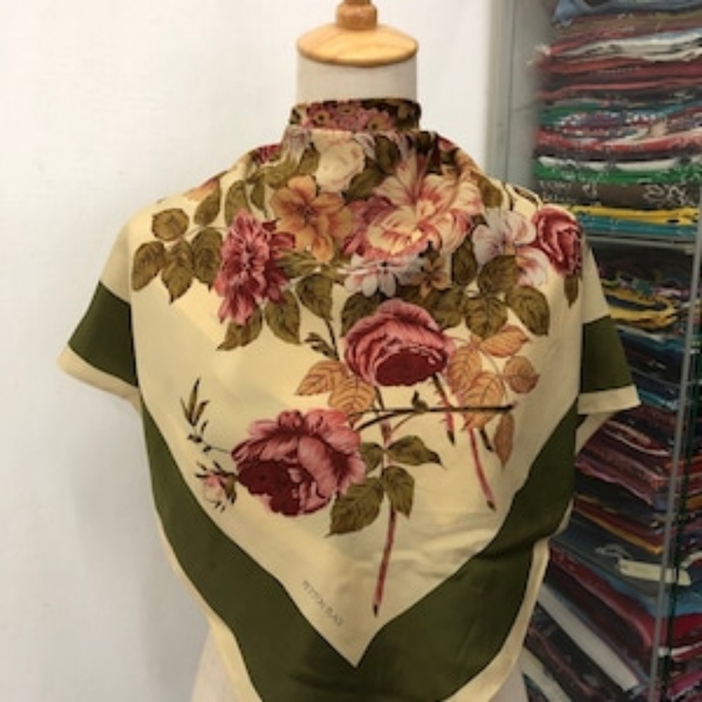 Vintage Peyton Palace Floral Silk Scarf
